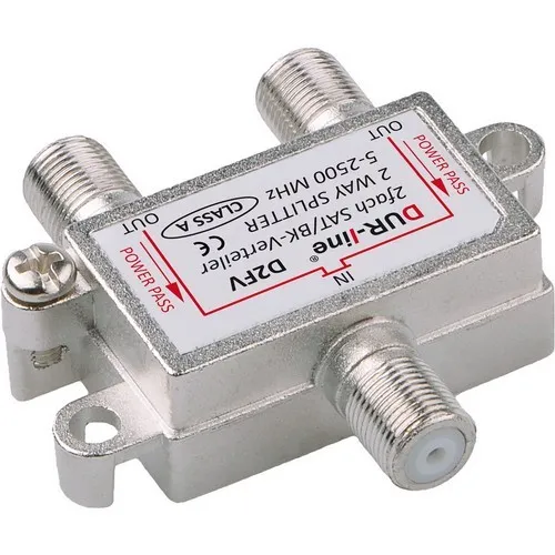 DUR-line SAT BK-Verteiler - 2-Fach Splitter, voll geschirmt und Unicable HD tauglich für optimale Signalverteilung in Sat-Anlagen