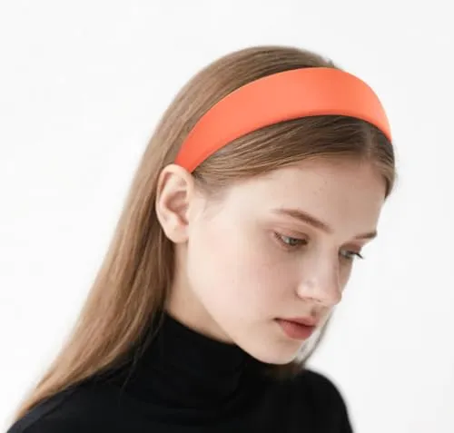axy Breiter Haarreif mit Satin bezogen Haarband Vintage Klassik-Look Hairband Stirnband HRK1 (Orange)