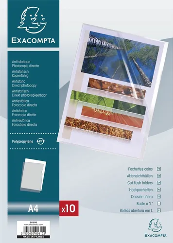 EXACOMPTA Sichthülle DIN A4 PP 0,12 mm glasklar transparent 10 Hüllen