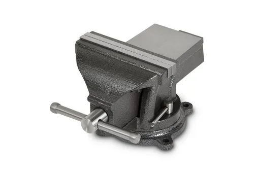 EBERTH Gusseisen Schraubstock mit Amboss, 150mm - Robuster Schraubstock aus Gusseisen mit 360° Drehfunktion und 100mm Spannweite, ideal für Säge-, Fräs- und Bohrarbeiten.