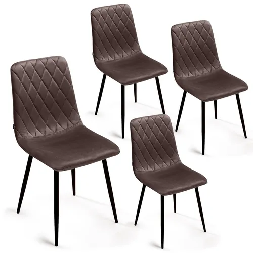 Lina® Elisia Esszimmerstuhl im modernen Design - Samt - Bequemer Stuhl für Ihr Esszimmer, hochwertiger Stoff, ergonomische Form - 4er Set - Braun