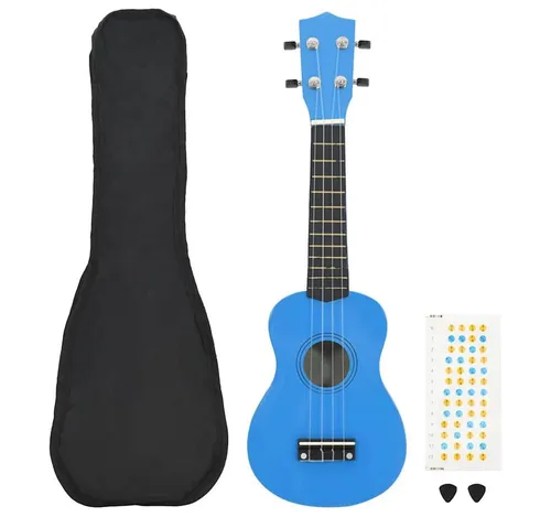 vidaXL Lindenholz Sopran Ukulele Set in blau von vidaXL
