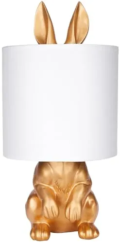BRUBAKER Tisch- oder Nachttischlampe Goldener Hase - Stilvolle Tischlampe mit einzigartigem Hasen-Design, ideal für eine gemütliche Atmosphäre. Perfekt für Schlafzimmer oder Wohnzimmer, E27 Fassung, max. 40 Watt.