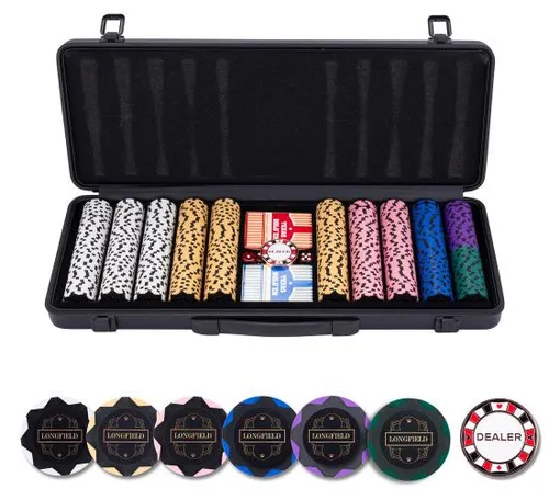 Pokerset im schwarzen Koffer – 500 Chips ohne Nennwert (14 Gramm)