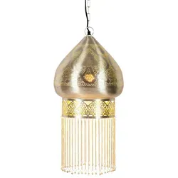 Orientalische Pendelleuchte Archita 60cm Silber - Hängeleuchte aus Indien, handgefertigt mit schillerndem Design für romantische Lichtspiele. Ideal für Wohnzimmer, Küche oder Esstisch und schafft eine entspannte Atmosphäre.