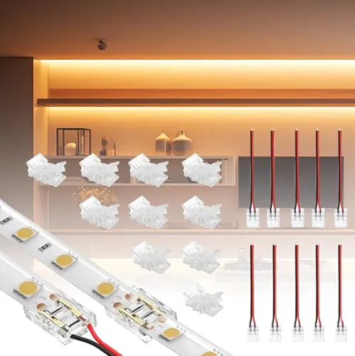 BRIMETI 20 Stück LED Strip Verbinder Set 8mm 2 Pin Streifen Verlängerungskabel für 12V/24V COB und SMD Beleuchtung