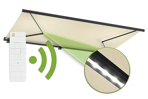 empasa Elektrische Vollkassettenmarkise 'Profi' mit LED-Beleuchtung, 300 x 250 cm, Elfenbein - Komfortabler Sonnenschutz mit Fernbedienung für sofortigen Schatten. Komplett vormontiert und stabil, ideal für entspannte Sommerabende dank stimmungsvoller LED-Beleuchtung. Hochwertige Materialien sorgen für Langlebigkeit.