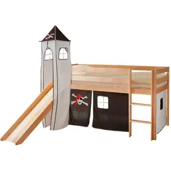 Produktbild Mid.you Spielbett Ticaa 811493 Kasper, Schwarz, Weiß, Kiefer, Holz, Kiefer, massiv, seitenverkehrt montierbar, 90x200 cm, Kinder- & Jugendzimmer, Kindermöbel, Kinderbetten, Spielbetten