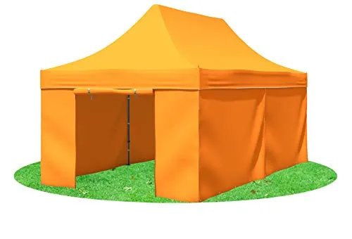 Stabilezelte Faltpavillon 3x6 Meter Premium mit geschlossenen Seiten Orange