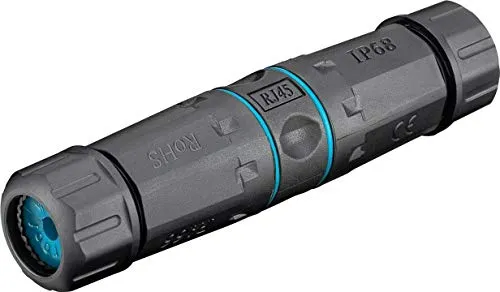 Goobay 44414 Outdoor CAT 6A Kabelverbinder wasserdicht / IP68 LAN Netzwerkkabel Verbinder STP / LSA Montage Werkzeugfrei / 500 MHz Kupplung zur LAN Kabel Verlängerung