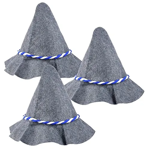 Schramm® 3 Stück Seppelhut blau-weiße Kordel Filzhut Bayern Trachtenhut Seppelhüte Hut Bier