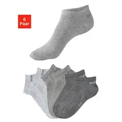 Bench. Sneakersocken für Damen und Herren in Baumwollmischung, für Sport und Freizeit (Packung, 6-Paar, Gr. 35-38 bis 43-46) mit klassischem Logoschriftzug, ohne Frottee grau 35-38
