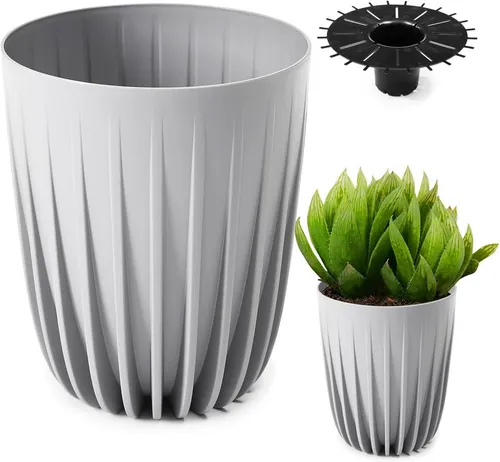 KONZEPT Blumentopf Hoher Blumentopf, Pflanzkübel Groß für Außen, Balkon, Übertopf mit Drainagesystem