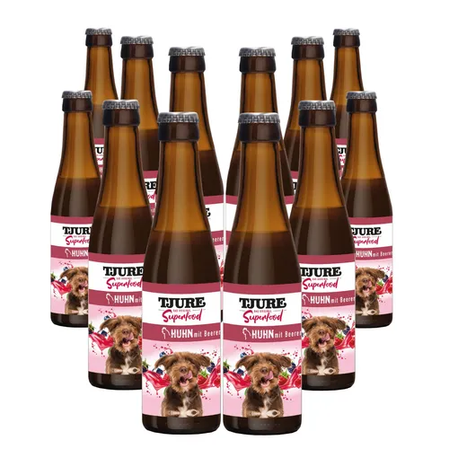 TJURE Hund - Superfood Smoothie Huhn mit Beeren 10 + 2 Flaschen Gratis dazu