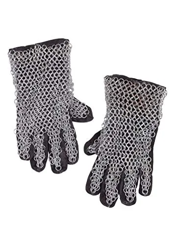 Battle-Merchant Kettenhandschuhe für Herren - Hochwertige Fingerhandschuhe mit 4-in-1 Kettengeflecht, ideal für LARP, Mittelalter-Events und Cosplay. Verzinkte Ringe bieten zusätzlichen Armschutz und Stil.