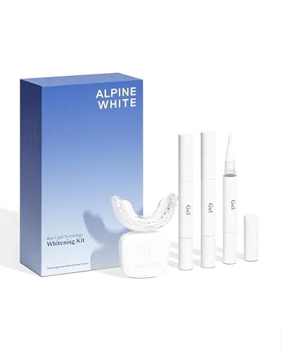ALPINE WHITE Whitening Kit – Professionelles Zahnbleaching für Zuhause - Zahnbleaching Set: Sichtbar weißere Zähne in nur 3 Tagen! Ergonomisches Mundstück mit natürlicher Formel für zahnschonendes Aufhellen ohne Wasserstoffperoxid.