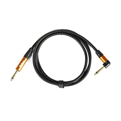 Fame Dual Shielded Instrumentenkabel, 1,5m, Gerade/Winkel, Hochwertiges E-Gitarrenkabel, Vergoldete Kontakte, Sauerstofffreies Kupfer