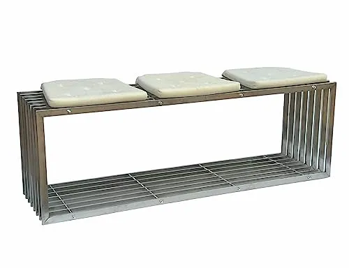 DanDiBo Gartenbank Edelstahl Wetterfest 150 cm - Moderne Sitzbank für Garten und mehr - Sitzbänke, wetterfest und stabil, ideal für bis zu 3 Personen mit einer Belastbarkeit von 300 kg. Perfekt für Garten, Terrasse oder Wohnzimmer.