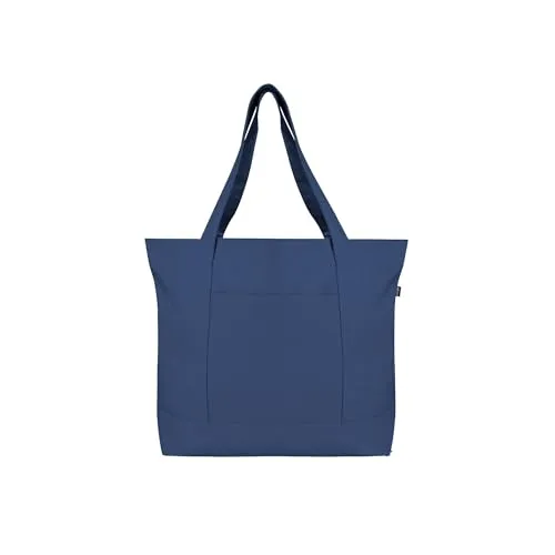 Eco Right Canvas Tote Bag for Women with Zip & Inner Pocket, 100% Organic Cotton Tote Bags for Men, Shopping, Beach
