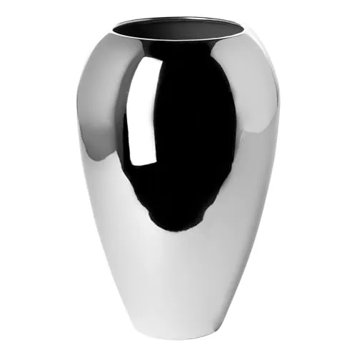 Fink Dekovase MALANA, Handgefertigte silberne Vase - Vase aus hochwertigem, vernickeltem Eisen, glänzende Oberfläche, einzigartiger Unikatcharakter, ideal für stilvolle Dekoration in jedem Raum.