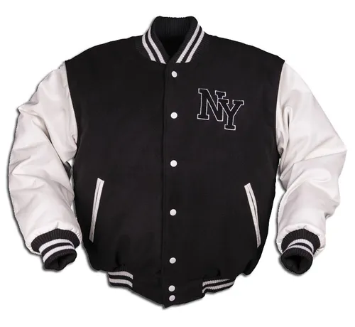 NY Baseball Jacke mit Patch schwarz/weiß - Funktionsjacke für Sport und Outdoor, ideal für Freizeitaktivitäten und modische Akzente mit stylischem Patch-Design.