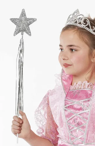 Feenstab silber Prinzessinnenzubehör Faschingszubehör Karnevalzubehör