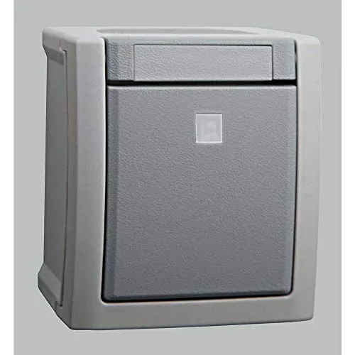 Aufputz Taster grau beleuchtet für Feuchträume geeignet