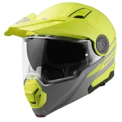 Bogotto FG-102 Fiberglas Klapphelm - Motorradhelm mit Fiberglas-Außenschale, ideal für Enduro-Abenteuer. Ausgestattet mit Belüftungsöffnungen, integriertem Sonnenvisier und komfortabler Brillenträger-Vorbereitung.