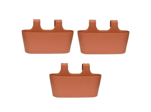 Engelland Blumenkasten Blumentopf zum Hängen (Vorteils-Set, 3 St., Fassungsvermögen je Topf 5,5 Liter), UV-Beständig, Frostbeständig, Wasserauffangschalen