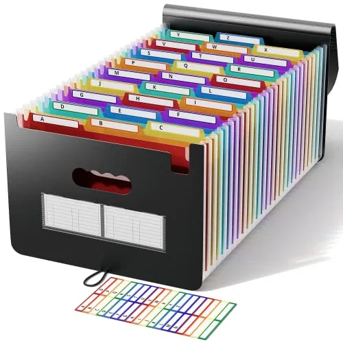 Produktbild Dokumentenmappe A4, 26 Fächer Fächermappe Sortiermappe Bunte Datei Ordner Regenbogen Aktenordner Ordner Akkordeon Design A4 Größe Grosse Kapazität Wasserdicht Materia mit Deckel de ABC life
