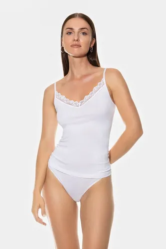 Mey Spaghettitop Daily Sense Weiß XXL/3XL - Elegantes Spaghettitop in Weiß, aus hochwertigem Materialmix für angenehmen Tragekomfort. Ideal für lässige Outfits und mit verstellbaren Trägern für eine perfekte Passform.