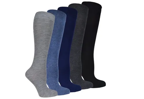 Socked Kniestrümpfe Herren (6 Paar) Baumwolle, lange Socken, guter Halt, Uni / Karo-Muster
