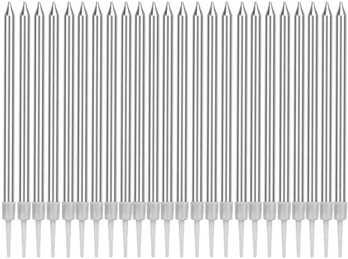 Geburtstag Kuchen Kerzen,24 Stücke Kuchen Kerzen,Lange Kerzen mit Haltern für Geburtstag Hochzeit Party Kuchen Dekorationen