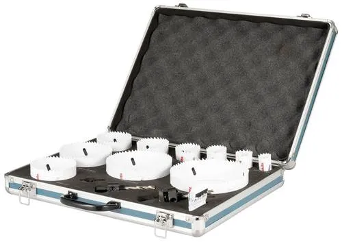 Makita Lochsäge D-75764 HSS BiM 13-teilig, Ø 22 - 127mm - Lochsägen-Set für Stahl, Alu, Holz und Kunststoff, mit 10 Lochsägen und praktischen Adaptern für präzise Schnitte bis 38mm Tiefe, geliefert im robusten Transportkoffer.