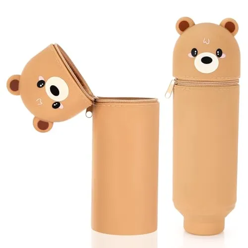 Tapvai 2-In-1 Silikon Federmäppchen, Federtasche Aus Weichem Silikon Für Stifte, Schlampermäppchen Teleskopisch Mäppchen Cartoon Bleistifthalter Bleistifthalter für Mädchen Und Jungen