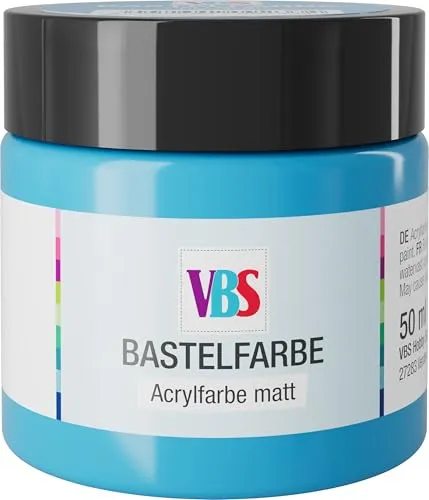 VBS Bastelfarbe 50 ml wasserfest lichtecht geruchsneutral lösungsmittelfrei hochpigmentiert matt Malfarbe Malen Farbe Farben Hellblau