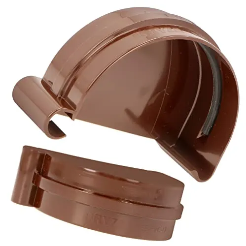 Dachrinnen-Endstück Stöpsel Rechts Rinnenendstück Halbrund Kunststoff Regenrinne Stück für Rinne Dachrinnen 125mm Braun