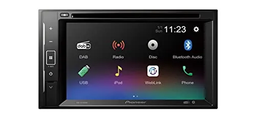 Pioneer AVH-A240DAB-AN 2-DIN-Multimedia Player, 6,2-Zoll ClearType-Touchscreen, Smartphone-Anbindung, USB, DAB/DAB+ Digitalradio, Bluetooth, 13-Band-Grafikequalizer, Inklusive Antenne