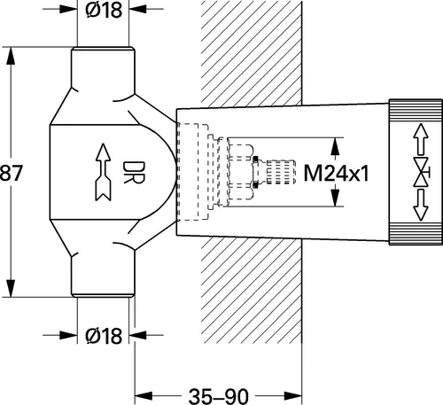 Grohe UP-Ventil-Unterteil 18 mm mit Lötanschluss - Spülkastenzubehör mit vormontiertem Oberteil und kurzer Spindel, aus robustem DR-Messing für eine zuverlässige Wassersteuerung.