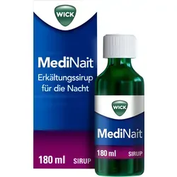 WICK MediNait Erkältungssirup für die Nacht 180 ml - Linderung bei Erkältungssymptomen, ideal für eine erholsame Nachtruhe