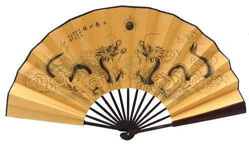 Yudu Fengshui Fächer Handfächer Fächer Asia Motive Schriftzeichen (fs 01) (Drache Gold)
