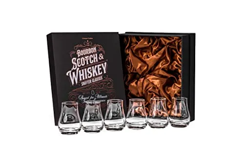 Whiskey, Scotch, Bourbon Professionelle Tasting und Nosing Gläser | 6er Set | 100 ml Kristall Whisky Tumbler Verkostungsgläser für Rum, Gin, Likör | Whiskeygläser Geschenkset für Männer