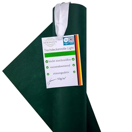 Sensalux Light Tischdeckenrolle 25m - Oeko-TEX ® 100, Stoffähnliches Vlies für jede Feier - Tischdeckenrolle aus hochwertigem, allergie-neutralem Vlies, ideal für Partys und Feste. Made in Germany, reißfest und leicht zuschneidbar - für eine stilvolle Dekoration.