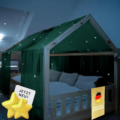 lilimaus Hausbett Himmel mit leuchtenden Sternen in grün von lilimaus