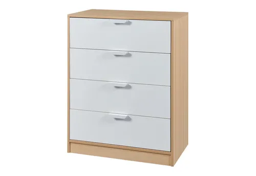 [en.casa] Kommode Varkaus mit 4 Schubladen - Kommode & Sideboard in Eichenoptik/Weiß, elegantes Design mit großem Stauraum und pflegeleichter Oberfläche für mühelose Reinigung.