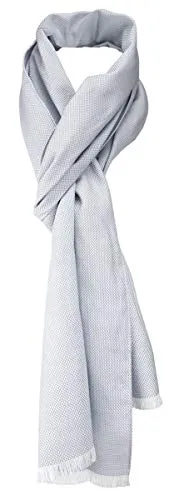 TigerTie Unisex Schal Pique in hellgrau-weiß uni gemustert - Größe 180 x 28 cm