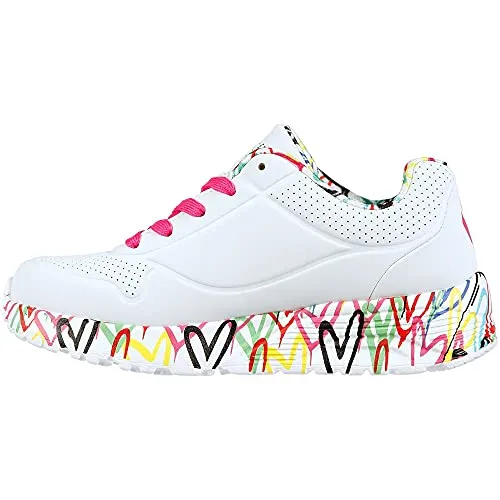 Skechers Mädchen Uno Lite Lovely Luv Sneaker, White Synthetic H Pink Trim, 36.5 EU