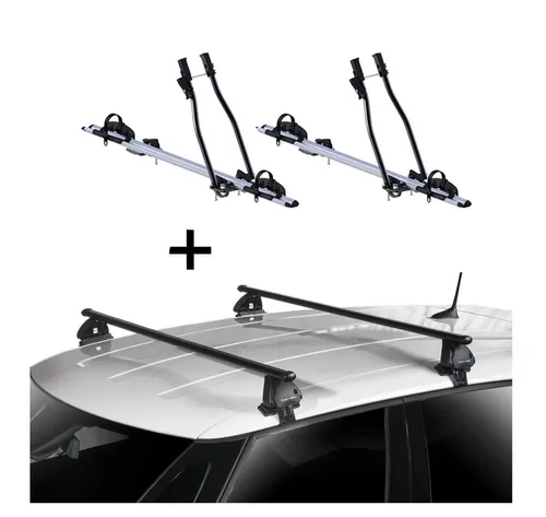 2x Fahrradträger SAGITTAR + Dachträger VDP EVO für Ssangyong Tivoli - Fahrradheckträger Set für Ssangyong Tivoli 5 Türer ab 2015. Ideal für den aufrechten Transport von 2 Fahrrädern, inklusive einfacher Montage und maximaler Zuladung von 15 kg pro Träger.