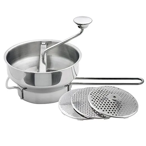 Weis Passiergerät mit 3 Einsätzen - Sonstige Küchenhelfer, Edelstahl Passiergerät mit 3 austauschbaren Lochscheiben für die einfache Zubereitung von Marmeladen, Saucen und mehr. Ideal für eine effiziente Küchenarbeit.