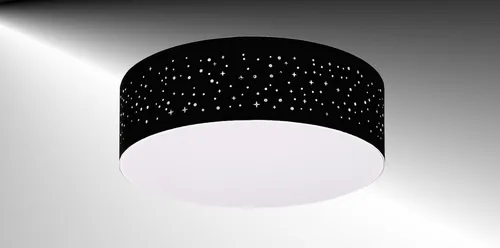 TRANGO LED Deckenleuchte, 3140L LED Deckenleuchte mit 50cm Ø Sternenhimmel Stoffschirm in *SCHWARZ* rund inkl. 3x E27 LED Leuchtmittel 3000K warmweiß für Wohnzimmer - Schlafzimmer- Flur, Gästezimmer – Büro Deckenlampe - Schlafzimmerlampe – Bürolampe